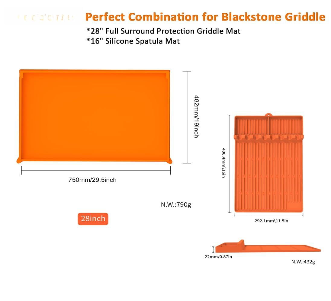 Full-edge 28" Silicone Griddle Cover  With 16" Spatula Mat Compatible Blackstone All-season Outdoor Protection Combination