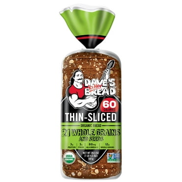 Dave's Killer Bread 21 Whole Grains SMR& Seeds Thin-Sliced, Whole Grain Organic Bread, 20.5 oz Loaf