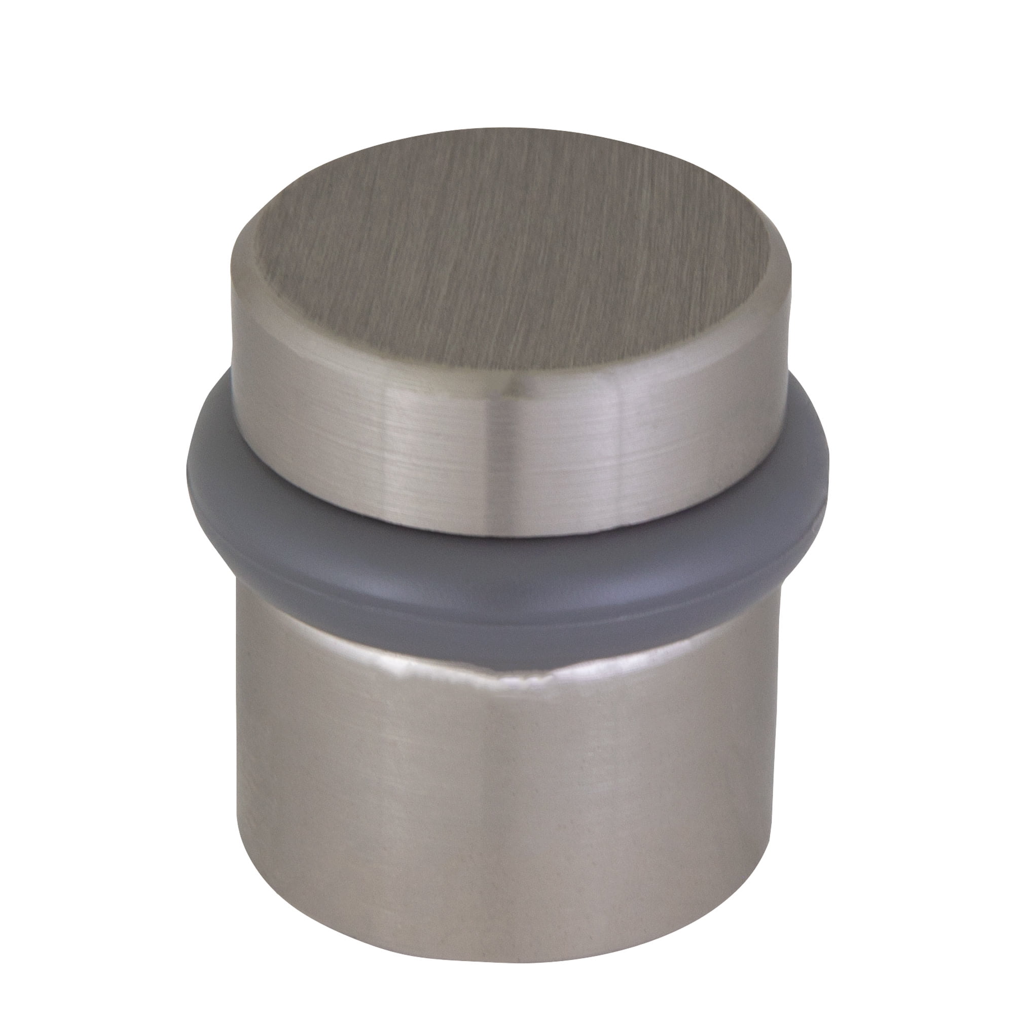Design House 2-Pack Modern Cylindrical Floor Mounted Door Stops with Rubber Bumper, Satin Nickel
