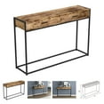 thumbnail image 1 of Bebelelo 48"L Console Table, 2 Drawers & Black Metal Base, Brown Reclaimed Wood, 1 of 5