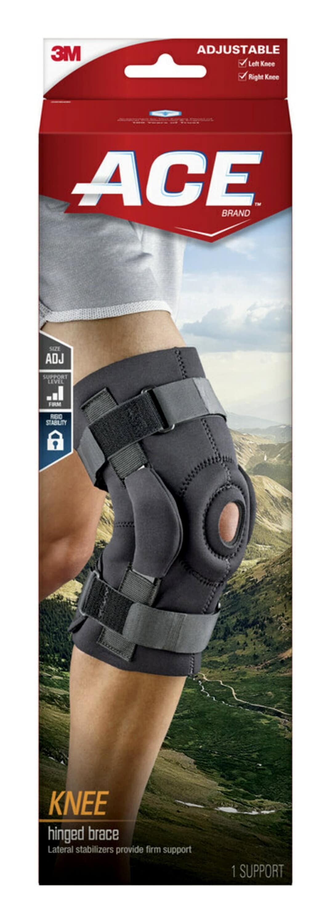 ACE Brand Stabilizing Hinged Knee Brace, Adjustable, Left or Right Knee