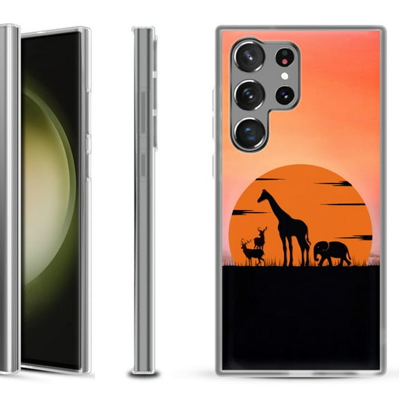 Shockproof Gel Phone Case for Samsung Galaxy S23 Ultra 5G, by OneToughShield ® - Sunset Safari