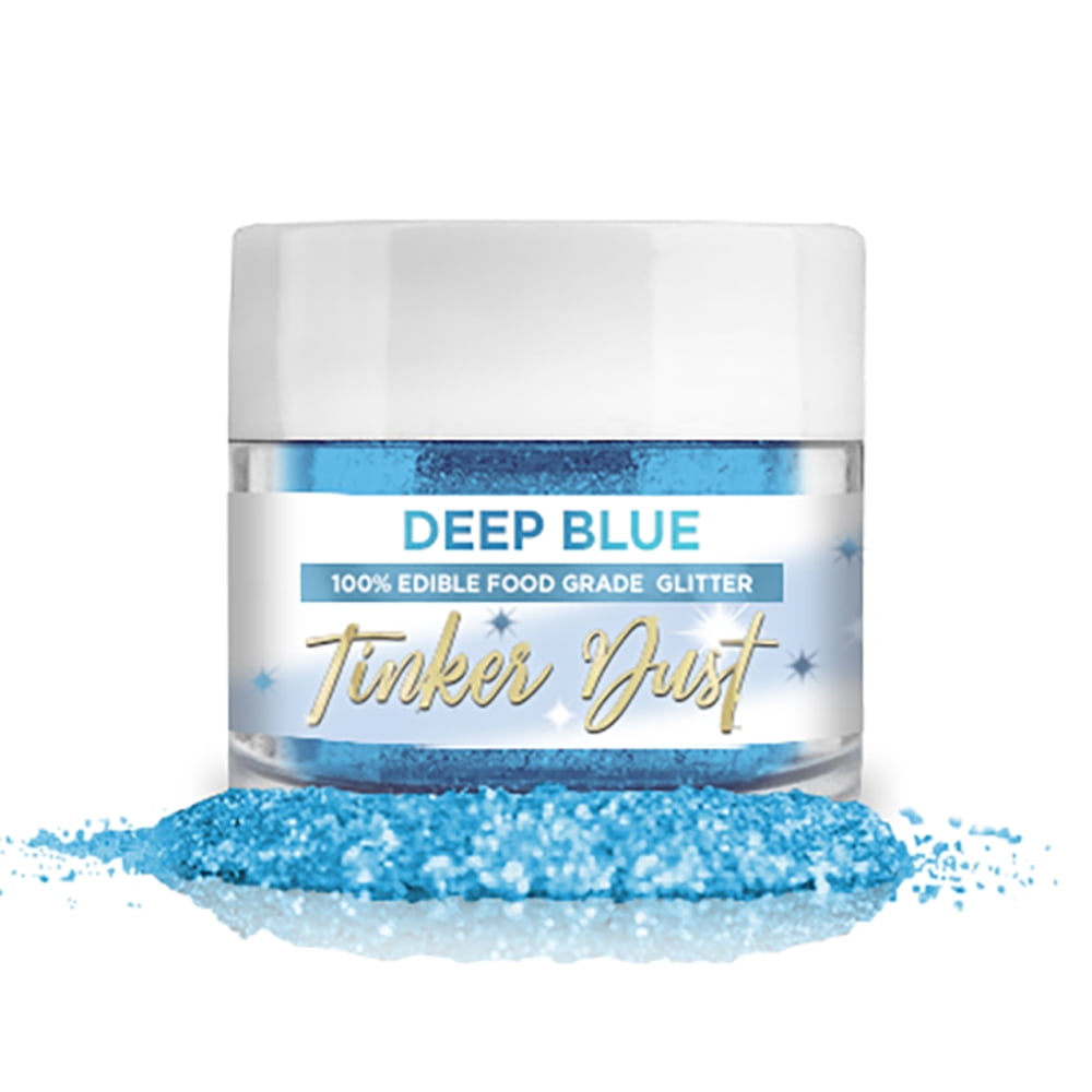 BAKELL Deep Blue Edible Glitter, 5 Gram | TINKER DUST Edible Glitter | KOSHER Certified | 100% Edible Glitter | Cakes, Cupcakes, Cake Pops, Fondant, Drinks, Dessert Vegan Glitter
