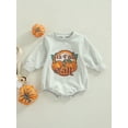thumbnail image 2 of Newborn Baby Girl Boy Halloween Outfit Crewneck Sweatshirt Romper Long Sleeve Pumpkin Oversized Sweater Top Fall Clothes, 2 of 7