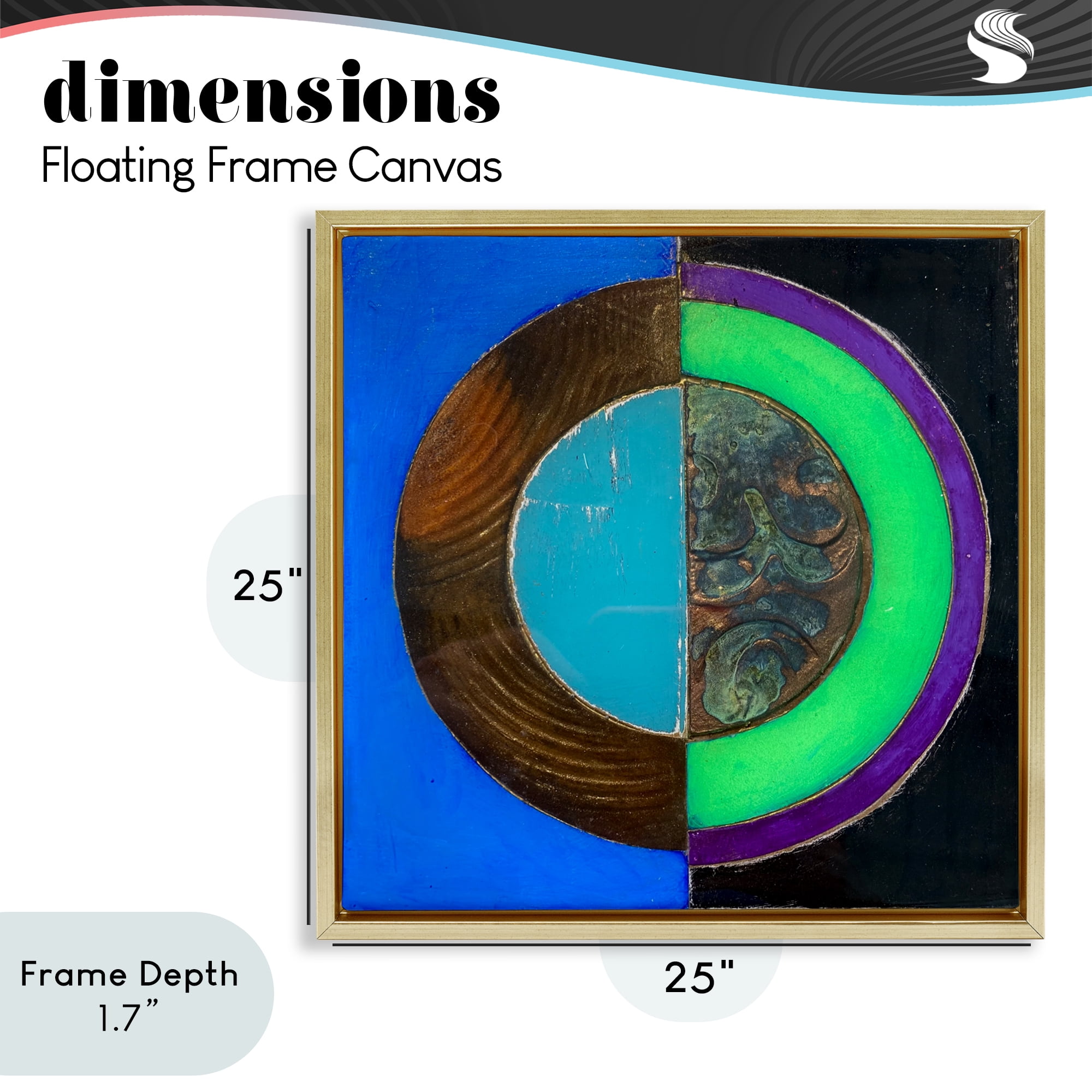 Stupell Industries Nocturnal Circle Symmetry Gold Framed Floater Canvas Wall Art, design by Matthew Finger