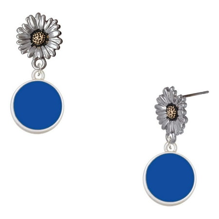 Delight Jewelry Silver-tone Small Navy Blue Enamel Disc – Two-tone Daisy Flower Post Earrings Delight Jewelry Silver-tone Small Navy Blue Enamel Disc – Two-tone Daisy Flower Post Earrings