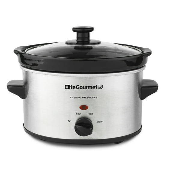 Elite Gourmet 2 Qt Oval Stainless Steel Slow Cooker