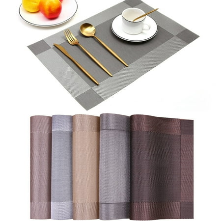 

Tuelaly 45x30cm Rectangle Placemats Heat Insulated Placemat for Dining Table PVC Bowl Dish Table Mats