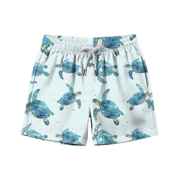 Edvintorg Short Boys Swim Trunks Printed Elastic Waisted Summer Vacation Beach Shorts with Pockets Size 6-15