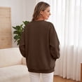 thumbnail image 5 of VV AVEORS Womens Sweatshirts No Hood Loose Fit Long Sleeve V Neck Casual Sweatshirt Fall Fashion Comfort Winter Hoodless Hoodies Brown XL, 5 of 8