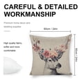 thumbnail image 2 of Deer flowers Linen toss pillowcase Decoration pillowcase Gift preferred 24x24" Cushion cover 1 set Sofa pillowcase Sofa bedroom living room car, 2 of 7