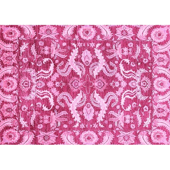 Ahgly Company Indoor Rectangle Abstract Pink Modern Area Rugs, 4' x 6'