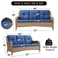 thumbnail image 2 of Gymojoy 3-Seat Wicker Outdoor Patio Sofa Sectional Couch with High Back and Deep Seat(Yellow Wicker & Blue Cushion）, 2 of 9