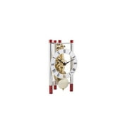 Hermle 23023T40721 Lakin Triangular Table Clock - Silver & Red with Roman Metal Dial & Brass Pendulum