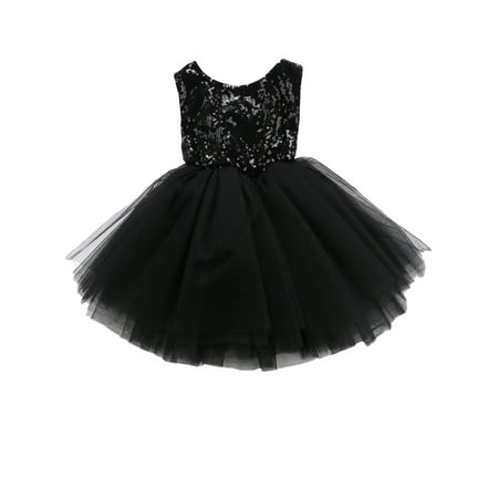 

CenturyX Princess Kids Baby Dress For Girls Fancy Wedding Dress Sleeveless Sequins Party Birthday Baptism Dress For Girl Summer Dresses Black 2-3 Years