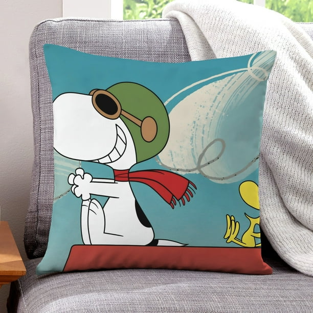 Snoopy Fundas de almohada de terciopelo con tema, regalos de funda de almohada, decoración para el hogar, cojín de lanzar, regalo de cumpleaños para fans y parejas. 50cm x 50cm.