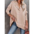 thumbnail image 4 of Sweat-shirt à Capuche avec Poches à Capuche Surdimensionné à Boutonnière et Col Rond pour Femmes, 4 of 5