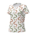 thumbnail image 3 of Wukai Hand Drawn Snake Casual V-Neck Graphic Tees for Women: Lightweight and Breathable Summer Tops with Stylish Design-XX-Large, 3 of 8