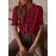 thumbnail image 3 of Blusa PRETTYGARDEN de encaje de manga corta para mujer, primavera 2025, 3 of 6