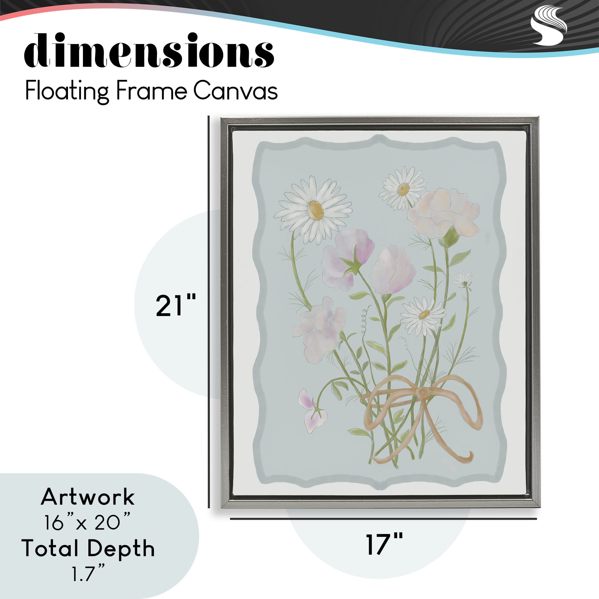 Spring Cottage Clippings Gray Framed Floater Canvas Wall Art, design by Leslie Hermosa