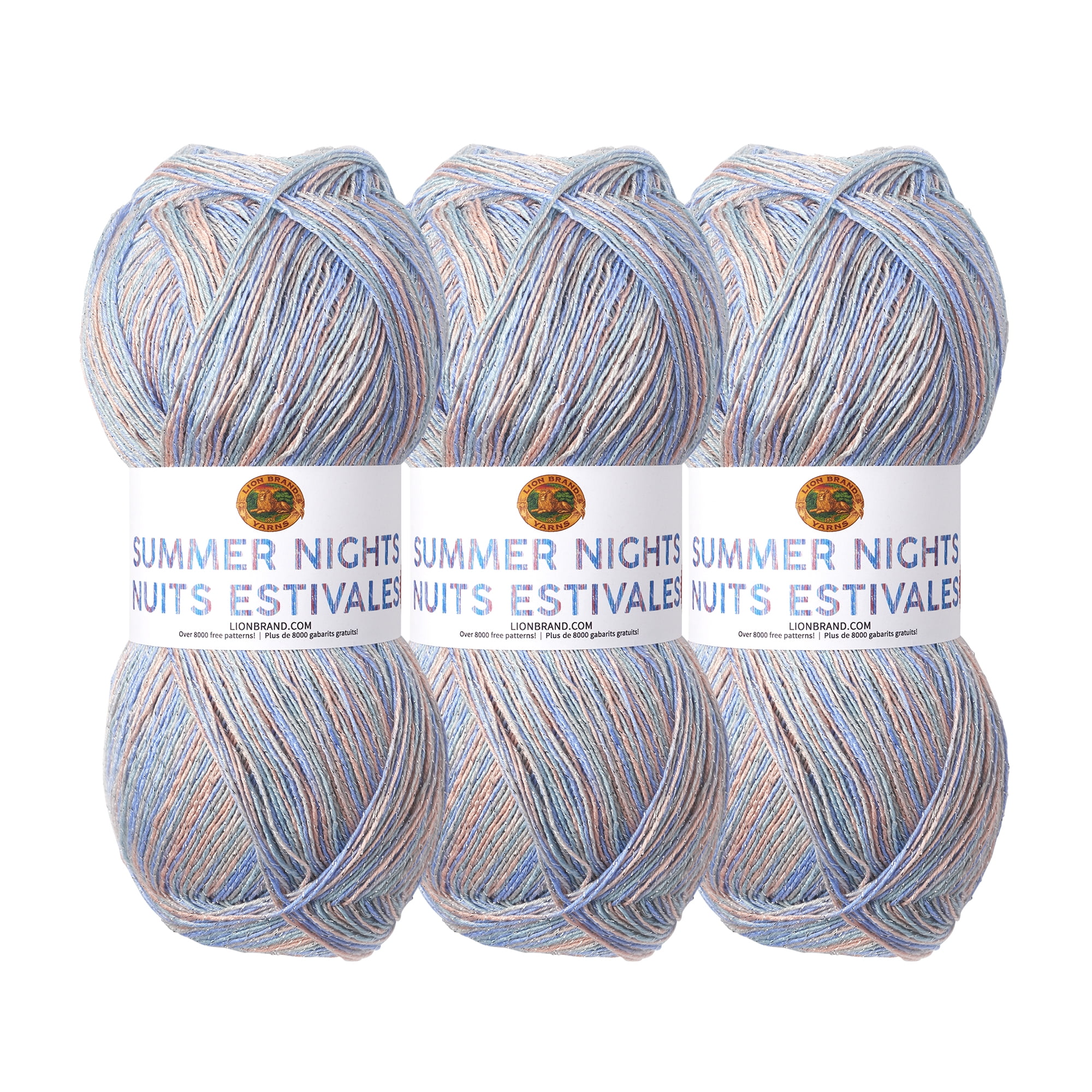 Lion Brand Yarn Summer Nights Bonus Bundle Blue Lagoon Metallic Shawl