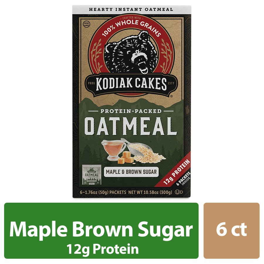 Kodiak Cakes, Protein Packed Instant Oatmeal, Maple & Brown Sugar, 6