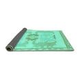 thumbnail image 2 of Ahgly Company Indoor Round Abstract Turquoise Blue Modern Area Rugs, 3' Round, 2 of 4