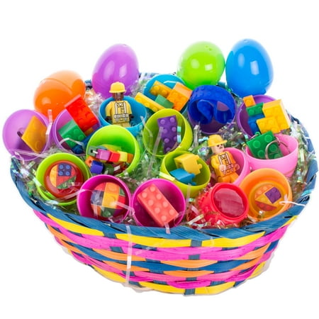 Boys Construction Building Blocks 2.3" Filled Easter Eggs, 25 CT, Assorted