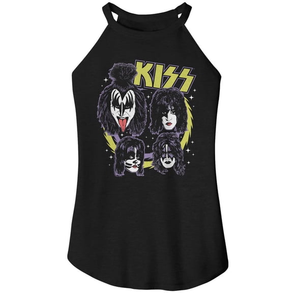 Kiss Spike Circles Black Women's Sleeveless Rocker T-Shirt