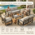 thumbnail image 4 of ReNest 5-Piece Patio Conversation Set, Aluminum Wood-Grain Outdoor Furniture with Sofa & Loveseat, 6.3" Thick Olefin Cushions, 4 of 7