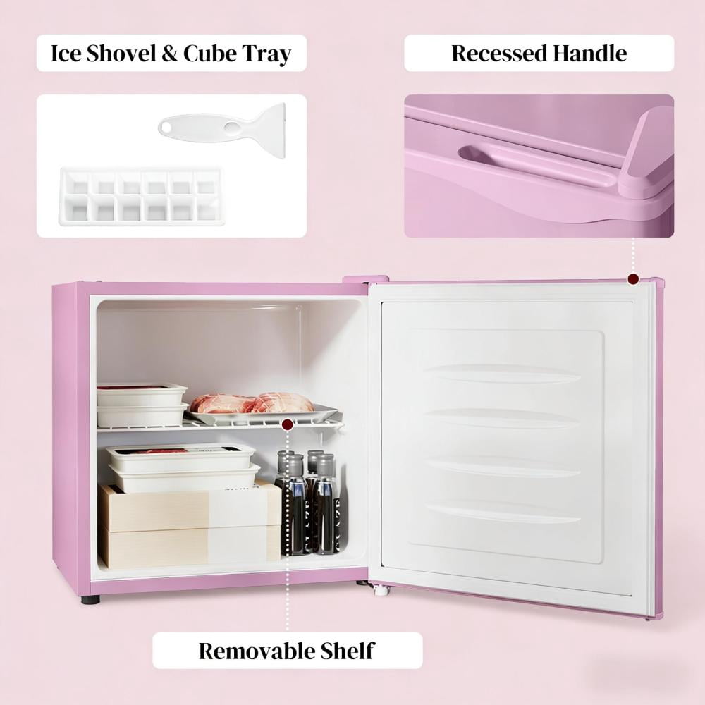 1.1 Cu.Ft Small Upright Freezer, Compact Corner Freezer with 5-Level Adjustable Thermostat, Reversible Door & Removable Shelf, Mini Freezer for Apartment Dorm Office, Silver
