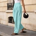 thumbnail image 2 of VV AVEORS Womens Linen Cotton Balloon Pants Baggy Barrel Trousers Wide Leg High Waisted Harem Cropped Ankle Length Boho Palazzo Cyan M, 2 of 7