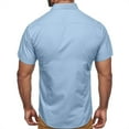 thumbnail image 3 of Camisas De Vestir Para Hombre Slim Fit Hombres Primavera Verano Casual Manga corta Camisas de playa Top Blusa Camisas (Light Blue, XXL), 3 of 5