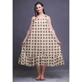 thumbnail image 5 of Bimba Ivory Floral Leaves & Rose Mid Calf Nightwear Ladies Cotton Printed Sleeveless Night Gown Maxi Dress X-Small, 5 of 6