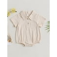 thumbnail image 2 of Infant Baby Boy Girls Summer Romper Solid Color Short Sleeve Jumpsuit with Breast Pocket, 2 of 7