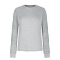 thumbnail image 4 of Long Lantern Sleeve Sweater for Women Loose Fitting Knitted Casual Crew Neck Tunic Tops Fall Trendy Pullover Tops,Gray,M, 4 of 5