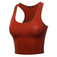 thumbnail image 2 of A2Y Women's Basic Cotton Casual Scoop Neck Sleeveless Cropped Racerback Tank Tops Rust S, 2 of 3