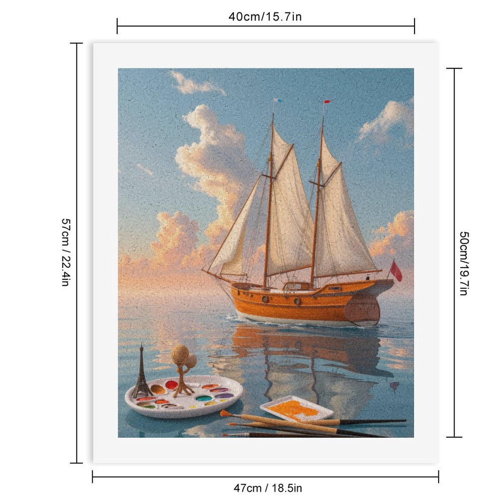 Paint By Numbers Kit for Adults Beginner - Sailboat Art Palette Sky Reflection DIY Canvas Painting Kits for Adults, Frameless Paint By Number for Adults for Home Wall Decor 16x20 Inch