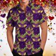 thumbnail image 2 of Mens Casual Botón Arriba Camisas Manga Corta Estampado de Carnaval Cuello Cubano Línea Mirar Verano, 2 of 8
