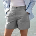 thumbnail image 5 of JUSLIO Women's Shorts,High Waist Mid-Length Shorts,Twill Lightweight with Pockets,Gray,Size M, 5 of 6