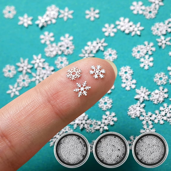 300 Pcs Mini Metal Snowflake for Craft 0.2 Inch Small Christmas Embellishment Tiny Snowflake Ornaments Little Snowflake Craft Pieces for DIY Winter Party Decor