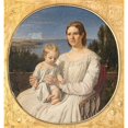 thumbnail image 2 of Jørgen Roed 20x21 Gold Ornate Framed and Double Matted Museum Art Print Titled - Portrait of Maria Lehmann with Daughter Margrethe (1847), 2 of 4