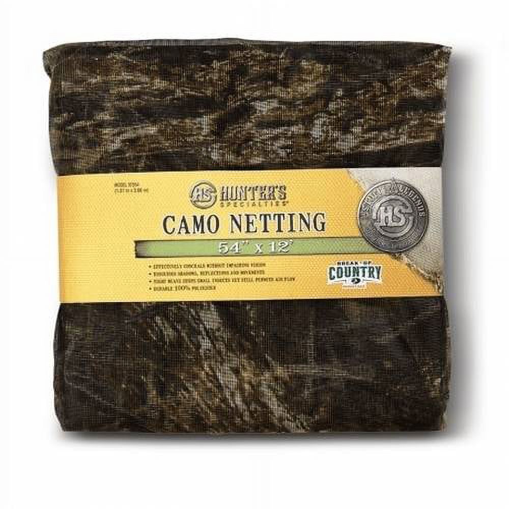 Hunters Specialties Camo Netting - Hunting Durable Lightweight Quiet Realistic Concealment Camouflage Polyester Netting for Blinds, 54 IN X 12 FT - MAX 5