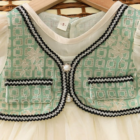 

PEASKJP Black formal Dresses for Girls Toddler Kids Dresses Tulle A-Line Flowy Short Sleeve Pageant Princess Dress Green 6-12 Months