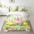thumbnail image 2 of jejeloiu Kawaii Yellow Duck 7-Piece Twin Bedding Sets,Rainbow Retro Flower Bedding Comforter Set,Rustic Floral Sheet Sets For Girl Kids,Luxury Bedroom Decor Reversible, 2 of 8