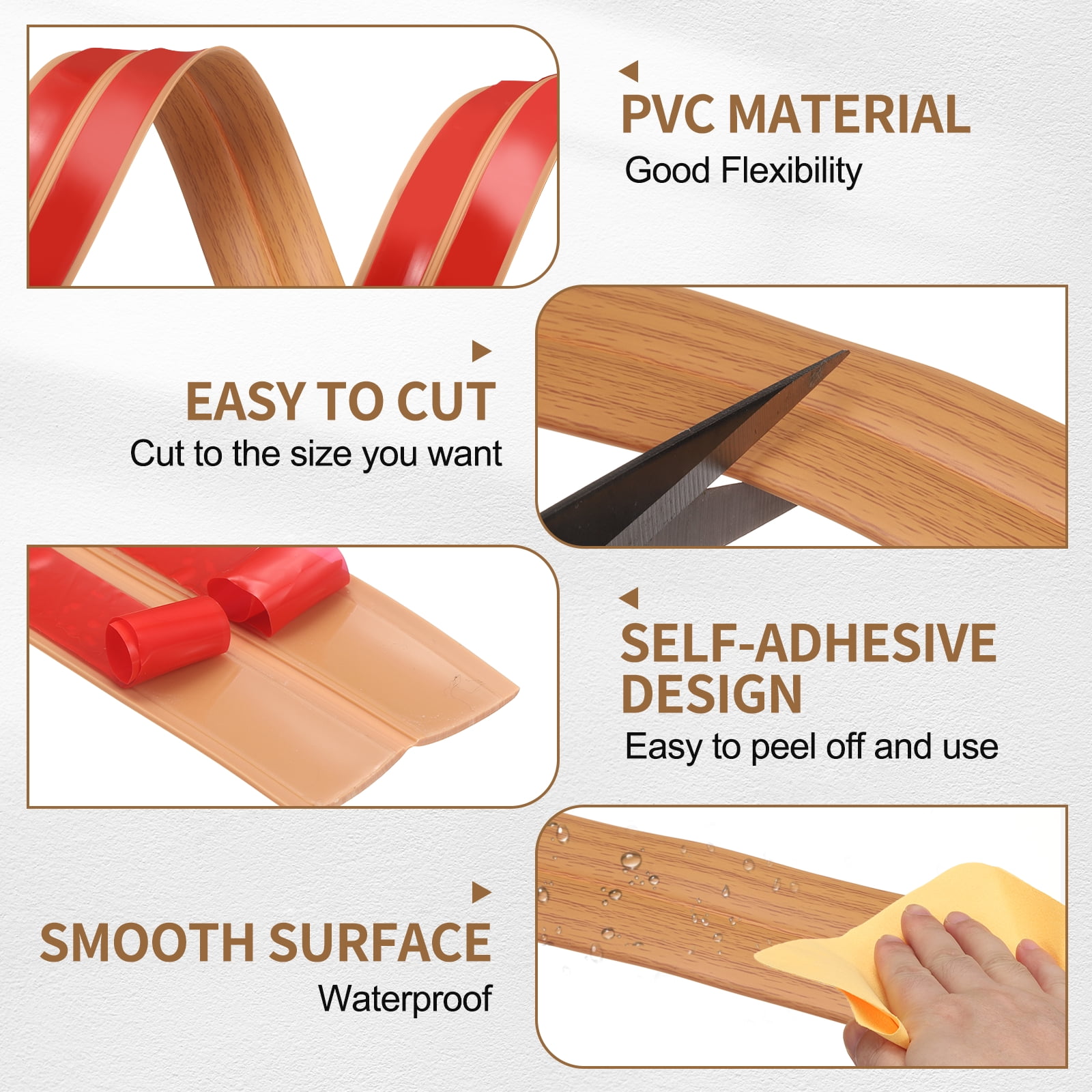 Uxcell Protector 2.4"x19.7 ft Self Adhesive Guard Yellow Oak Grain for Wall Table Floor