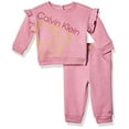 thumbnail image 2 of Calvin Klein Ensemble de Jogging 2 Pcs pour Bébé Filles, Rose Blanc Chiné, 12M, 2 of 2