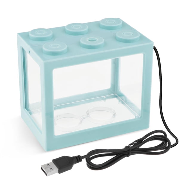 Bloque de Construcción Azul para Acuario Sunnimix Mini Diseño Carga USB Tanque de acuario de escritorio
