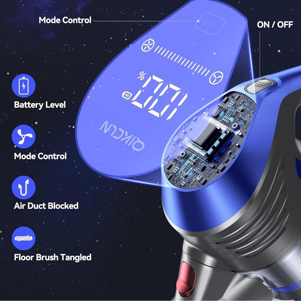 Cordless Stick Vacuum, Lightweight 2.8 lbs, Powerful Suction, LED Lights, for Pet Hair Hardwood Floor Carpet