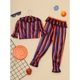 thumbnail image 4 of YUUMIN Child Girls Boys Harlequin Clown Jumpsuits Silky Striped Top with Harem Dance Pants Colorful 6, 4 of 7
